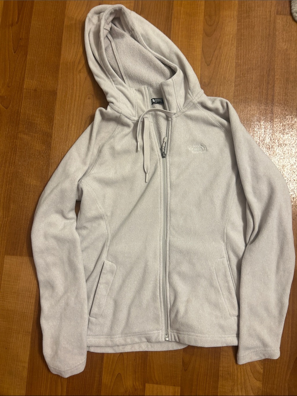 The North Face Women's Light Gray Teddy Fleece Full-Zip Hoodie